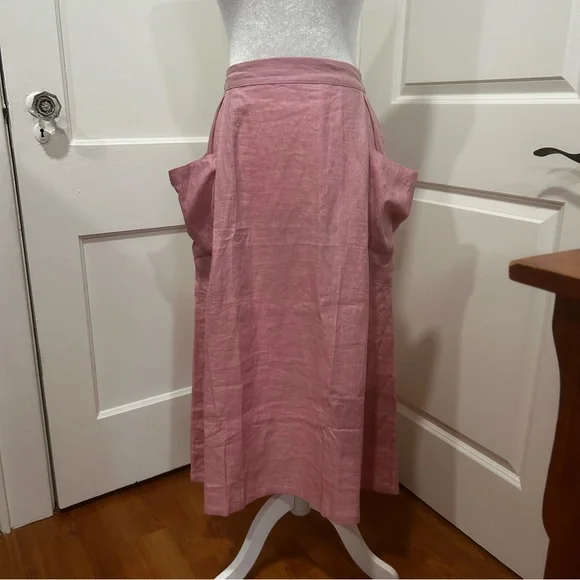 LINTICO 100% linen midi skirt new women’s size small dusty rose airy travel boho - Picture 8 of 16